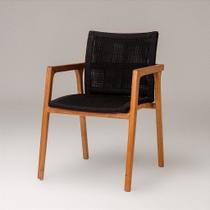 Poltrona Cadeira Jantar Madeira Corda Náutica