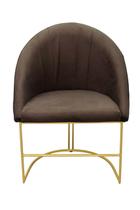 Poltrona Cadeira Lua Suede Marrom Base Metal