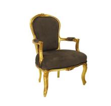 Poltrona Cadeira Luiz XV Folha Ouro Tecido Nobre Luxo - LUXdécor Casa e Jardim