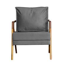 Poltrona Cadeira Mona Recepção - Linho Cinza - Divini Decor