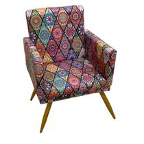 Poltrona Cadeira Nina com Rodapé Decoração Suede Mandala - Mobili