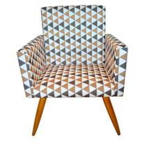 Poltrona Cadeira Nina Decorativa Para Recepçaõ Sala Luxo Suede Triângulo Marrom-JBF