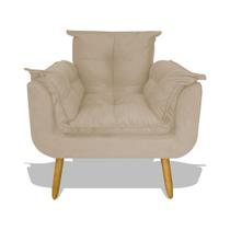 Poltrona Cadeira Opala Sala Quarto Amamentação Gestante Fibra Silicone Recepção Bege - Ornaghi Estofados