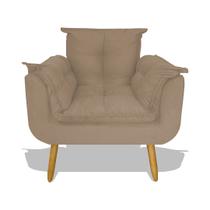 Poltrona Cadeira Opala Sala Quarto Amamentação Gestante Fibra Silicone Recepção Cappuccino - Ornaghi Estofados