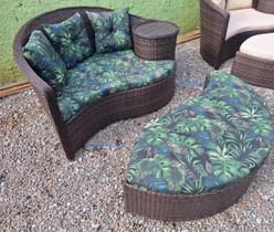 Poltrona Cadeira P/ Varanda Sacada Cobertura Redonda Chase Dupla - Fibra Sintética Argila - Tecido Maranta Preto - Varanda Fibras Poltrona Cadeira P/ Varanda Sacada Cobertura Redonda Chase Dupla - Fibra Sintética Argila - Tecido Maranta Preto - Varanda Fibras