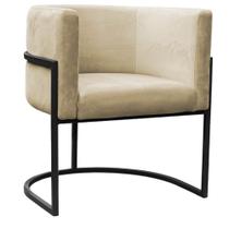 Poltrona Cadeira Para Penteadeira Decoração para Quarto e Recepção Base Ferro Veludo Bege