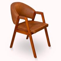 Poltrona Cadeira Para Sala Madeira Maciça Kora Ômega Caramelo