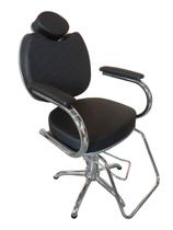 Poltrona Cadeira Para Salão Cabeleireiro Barbeiro Fixo Preto - Bueno Cadeiras
