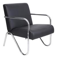 Poltrona Cadeira Premium em material sintético Curvin Braços Cromado Luxo Sala Espera Recepção material sintético Ps Ac