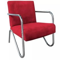 Poltrona Cadeira Premium em Suede Tecido Braços Cromado Luxo Sala Espera Recepção Ps - TR Fran