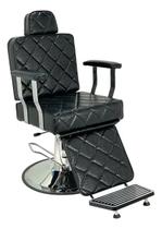 Poltrona Cadeira Reclinável Braço cromado Hidráulica Estofado Preto Croco Poltrona Cadeira Reclinável Braço cromado Hidráulica Estofado Preto Croco