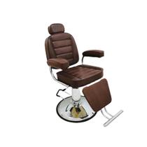 Poltrona Cadeira Reclinável De Barbeiro Com Base - Marrom croco