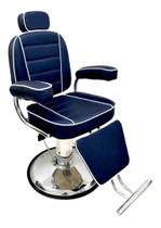Poltrona Cadeira Reclinável De Barbeiro E Salão - Azul Acetinado