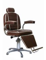 Poltrona Cadeira Reclinável De Barbeiro Hidráulico Estrela - Marrom Croco