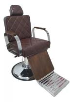 Poltrona Cadeira Reclinável Hidraulica De Barbeiro Retrô - Marrom Croco