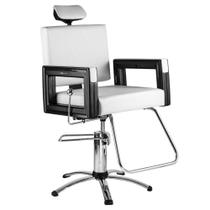 Poltrona Cadeira Reclinável P/ Barbeiro Maquiagem Salão - Branca Pérola Square