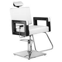 Poltrona Cadeira Reclinável P/ Barbeiro Maquiagem Salão - Branco Pérola