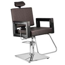 Poltrona Cadeira Reclinável P/ Barbeiro Maquiagem Salão - Marrom - Dompel