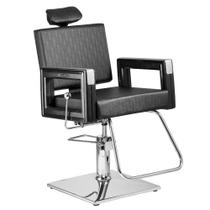 Poltrona Cadeira Reclinável P/ Barbeiro Maquiagem Salão - Preta