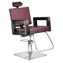 Poltrona Cadeira Reclinável P/ Barbeiro Maquiagem Salão - Vinho - Dompel