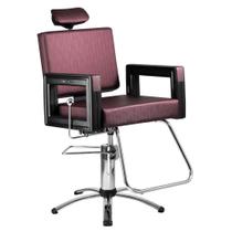 Poltrona Cadeira Reclinável P/ Barbeiro Maquiagem Salão - Vinho Square - Dompel