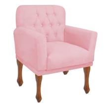 Poltrona Cadeira Resistente Reforçada Confortável Para Salas Espera Clinicas Recepção Bia Nanda Decor Suede Rosa