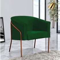 Poltrona Cadeira Roni Luxo Industrial Ferro Bronze Suede Verde Musgo - Ahz Móveis