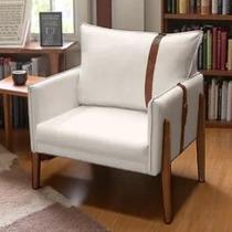 Poltrona Cadeira Sala e Recepção Luxo Valquíria Linho Off White- MABE MAGAZINE