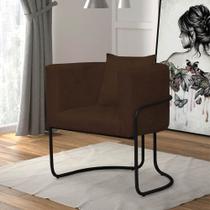 Poltrona Cadeira Sirus Luxo Industrial Ferro Preto Suede Marrom - Ahz Móveis