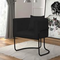 Poltrona Cadeira Sirus Luxo Industrial Ferro Preto Suede Preto - Ahz Móveis