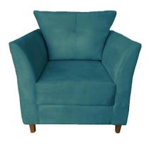 Poltrona Cadeira Sofá Decorativa Isis Sala Estar Salão Beleza Suede Azul Turquesa - Dl Decor