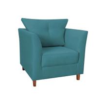 Poltrona Cadeira Sofá Decorativa Isis Sala Estar Salão Beleza Suede Azul Turquesa - LM DECOR