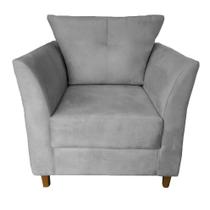 Poltrona Cadeira Sofá Decorativa Isis Sala Estar Salão Beleza Suede Cinza - Dl Decor