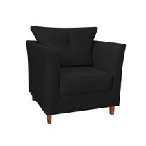 Poltrona Cadeira Sofá Decorativa Isis Sala Estar Salão Beleza Suede Preto - LM DECOR