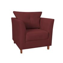 Poltrona Cadeira Sofá Decorativa Isis Sala Estar Salão Beleza Suede Vermelho Bordô - LM DECOR