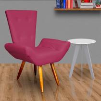 Poltrona Cadeira Sofá Maisa Decorativa Consultório Quarto Sala Suede Rosa Pink - LM DECOR
