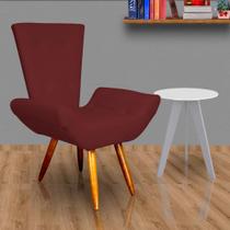 Poltrona Cadeira Sofá Maisa Decorativa Consultório Quarto Sala Suede Vermelho Bordo - LM DECOR