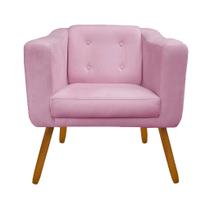 Poltrona Cadeira Sofá Sala Estar Lavinia Recepção Escritório Suede Rosa Claro - DL Decor