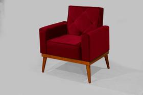 Poltrona Cadeira Veludo Macia Vermelha Decorativa Sala Clínica Escritório Quarto