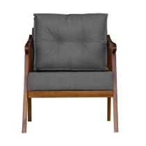 Poltrona Cadeira Vitoria Base Reforçada - Suede Cinza