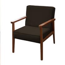Poltrona Cadeira Vitória Decorativa Para Sala Escritório Suede Marrom Escuro JBF