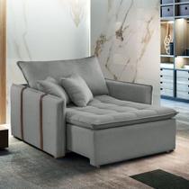 Poltrona Cama em Linho Cinza Detroid 110cm Yescasa