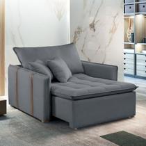 Poltrona Cama em Veludo Cinza Detroid 110cm Yescasa Poltrona Cama em Veludo Cinza Detroid 110cm Yescasa