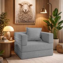 Poltrona Cama Modular Mold Boucle Grafite - Loja Sheep Poltrona Cama Modular Mold Boucle Grafite - Loja Sheep