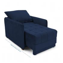 Poltrona Cama Reclinável Retrátil Viena Veludo Azul Escuro - Loja Sheep