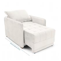 Poltrona Cama Reclinável Retrátil Viena Veludo Bege Claro - Loja Sheep