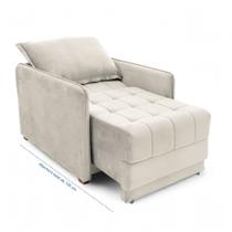Poltrona Cama Reclinável Retrátil Viena Veludo Castor - Loja Sheep