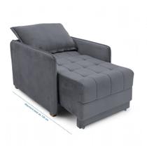 Poltrona Cama Reclinável Retrátil Viena Veludo Cinza Grafite - Loja Sheep Poltrona Cama Reclinável Retrátil Viena Veludo Cinza Grafite - Loja Sheep