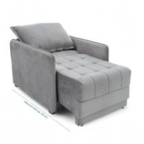 Poltrona Cama Reclinável Retrátil Viena Veludo Cinza - Loja Sheep