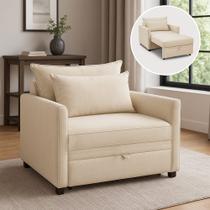 Poltrona Cama Retrátil Solteiro com Rodízio Cloe Bouclê Bege E03 - D'Rossi Poltrona Cama Retrátil Solteiro com Rodízio Cloe Bouclê Bege E03 - D'Rossi